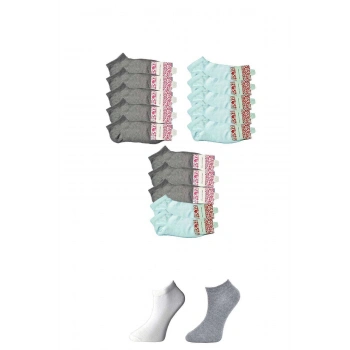 Gri ve Beyaz Kadın Bilek Çorap 15 çift