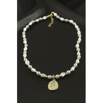 Gül Deniz Kabuğu İnci Mineli Kolye