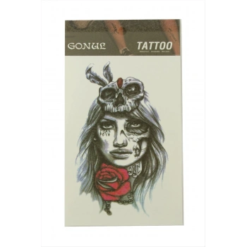 Gül Kuru Kafa Tattoo Dövme Sticker