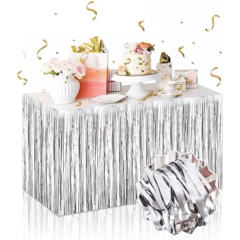 Gümüş Metalize Masa Eteği 275x75 cm – Kendinden Yapışkanlı (4887)