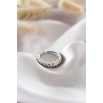 Gümüş Renk Ayarlamalı Burgu Kadın Yüzük - TJ-BYK1504