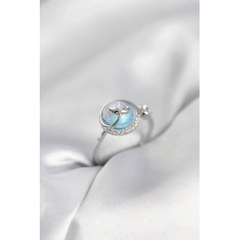 Gümüş Renk Balık Kuyruğu Okyanus Model Kadın Yüzük - TJ-BYK4011