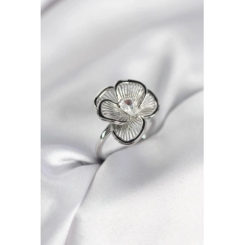 Gümüş Renk Çiçek Model Vintage Kadın Yüzük - TJ-BYK3998