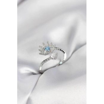 Gümüş Renk Göz Model Zirkon Taşlı Kadın Yüzük - TJ-BYK4073