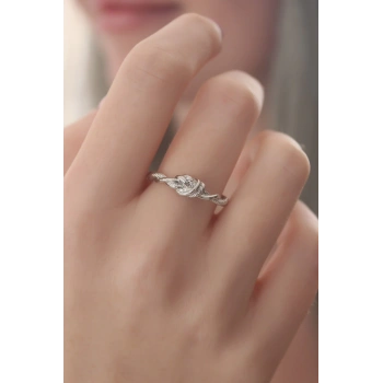 Gümüş Renk Halat Düğüm Model Kadın Yüzük - TJ-BYK2417