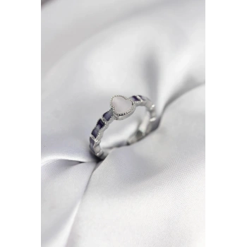 Gümüş Renk Mineli Su Kabağı Model Kadın Yüzük - TJ-BYK3954