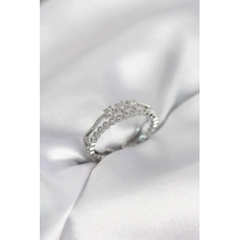 Gümüş Renk Minimal Yıldızlı Model Kadın Yüzük - TJ-BYK4116