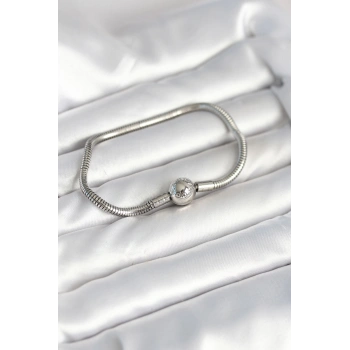 Gümüş Renk Pirinç Charm Bileklik - TJ-BB8015