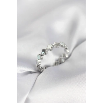 Gümüş Renk Sedefli Yonca Model Kadın Yüzük - TJ-BYK4029