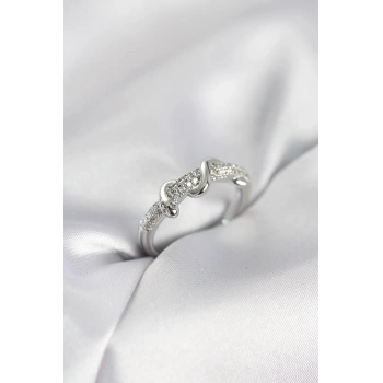 Gümüş Renk Zirkon Taşlı Sarmal Yılan Model Kadın Yüzük - TJ-BYK4067