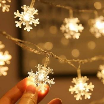 GÜN IŞIĞI - KAR TANESİ 3MT PİLLİ 2 FONKSİYONLU PERİ LED - DEKOR LAMBA (4887)