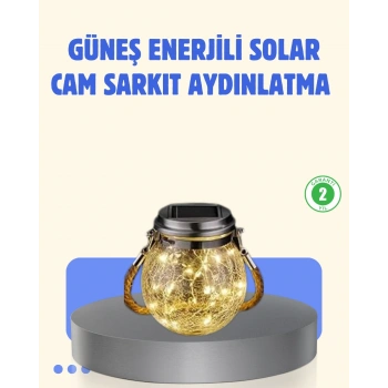 Güneş Enerjili Cam Sarkıt Bahçe Balkon Teras Aydınlatma 30 Led