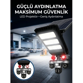 Güneş Enerjili Kablosuz Dış Mekan Güvenlik Kamerası Gece Görüşlü Led Projektörlü