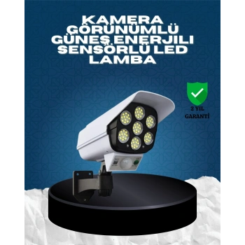 Güneş Enerjili Kamera Görünümlü Hareket Sensörlü Led Duvar Lambası Uzaktan Kumandalı