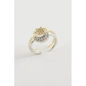 Güneş Hilal Zirkon Taşlı Yüzük 2 Adet