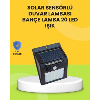 Güneş Paneli İle Şarj Olan 20 Led Dış Mekan Hareket Sensörlü Lamba