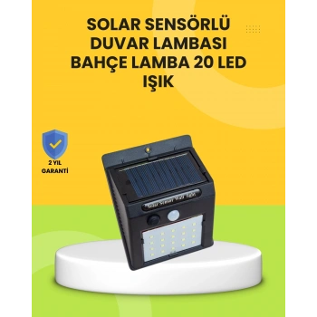 Güneş Paneli ile Şarj Olan 20 LED Dış Mekan Hareket Sensörlü Lamba