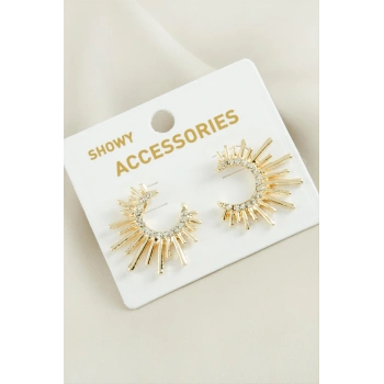 Güneş Trend Taşlı Metal Küpe