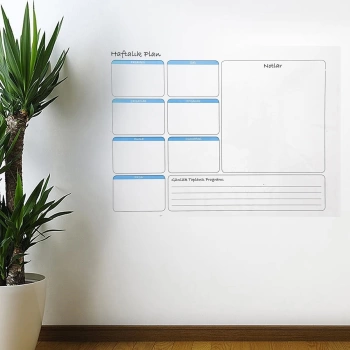 Haftalık Planlayıcı Manyetik Duvar Stickerı Takvim 70 cm x 56 cm (4887)