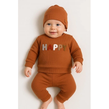 Happy Nakışlı 2li Pamuklu Erkek Bebek Takım