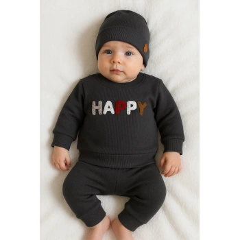 Happy Nakışlı 2li Pamuklu Erkek Bebek Takım
