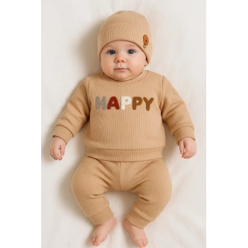 Happy Nakışlı 2li Pamuklu Erkek Bebek Takım