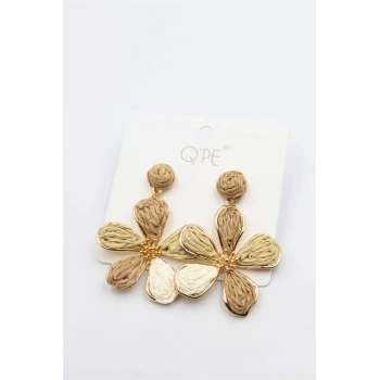 Hasır Çiçek Küpe - ÇOK RENKLİ