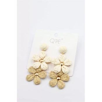 Hasır Çiçek Küpe - ÇOK RENKLİ