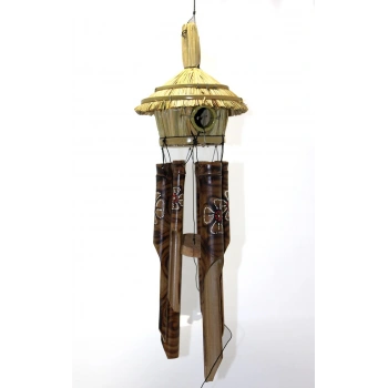 Hasır Kuş Yuvalı Bambu Çan 50 cm