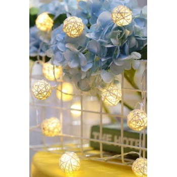 Hasır Toplar Led Işık 2 metre GÜN IŞIĞI Dekor Lambası