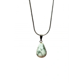 Havlit Doğal Taşı Zincirli El Yapımı Kolye Uç: 2 cm Zincir: 20 cm Kutulu