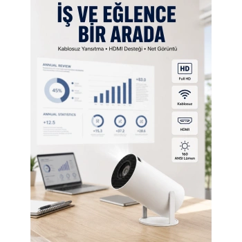 HDMI ve USB Girişli Uzun Ömürlü Ampullü Projeksiyon