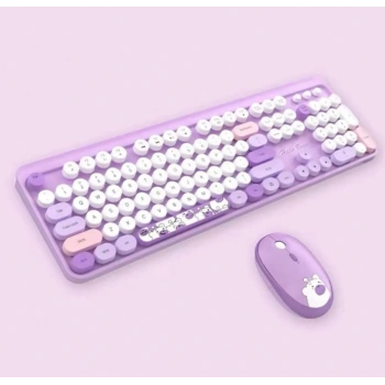Hello Bear Mor Klavye Mouse Set