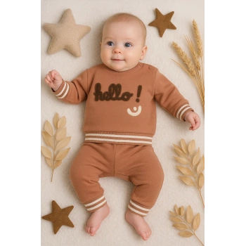 Hello Nakışlı % 100 Pamuk 2li Erkek Bebek Takım