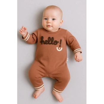 Hello Nakışlı % 100 Pamuk Erkek Bebek Tulum