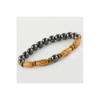 Hematit Ahşap Trend Yeni Sezon Doğaltaşlı Bileklik