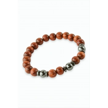 Hematit Bambu Ahşap Bileklik 8 mm