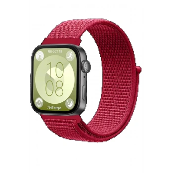 Huawei Fit 4 Hasırlı Cırtcırtlı Kordon - Kırmızı