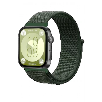 Huawei Fit 4 Hasırlı Cırtcırtlı Kordon - Koyu Yeşil