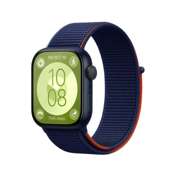 Huawei Fit 4 Hasırlı Cırtcırtlı Kordon - Lacivert-Turuncu