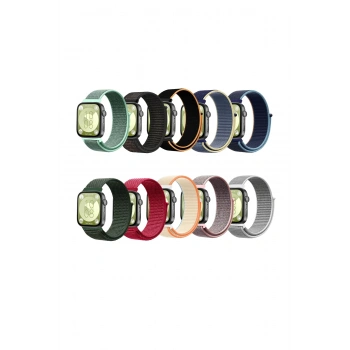 Huawei Fit 4 Hasırlı Cırtcırtlı Kordon - Sarı-Lacivert