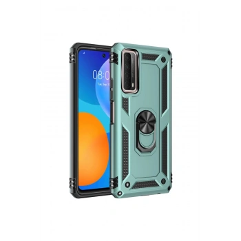 Huawei P Smart 2021 Kılıf Sofya Yüzüklü Silikon Kapak - Yeşil