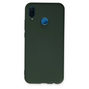 Huawei P20 Lite Kılıf Nano içi Kadife Silikon - Koyu Yeşil
