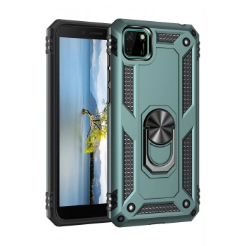 Huawei Y5P Kılıf Sofya Yüzüklü Silikon Kapak - Yeşil