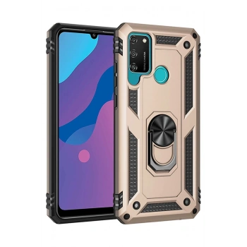 Huawei Y6P Kılıf Sofya Yüzüklü Silikon Kapak - Gold