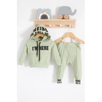 Im Here Desenli 2li % 100 Pamuk Erkek Bebek Takımı