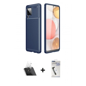 ieg™ Galaxy A22 Kılıf Eksen Form Prime - Şeffaf Uv Polymer Nano Ekran Koruyucu + Şeffaf Kamera Lens Koruma Cam