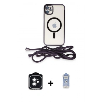 ieg™ iPhone 11 Kılıf Eksen Özel Seri - Siyah Joko Magic 5D Cam + Siyah PVD Metal Kamera Lens