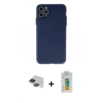 ieg™ iPhone 11 Pro Max Kılıf Atlas Minimal Prime - Siyah Polymer Nano Ekran Koruyucu + Siyah Pers Alüminyum Kamera Lens