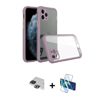 ieg™ iPhone 11 Pro Max Kılıf Nova Asil Özel Seri - Siyah 3D Antistatik Seramik Nano Ekran Koruyucu + Siyah Pers Alüminyum Kamera Lens